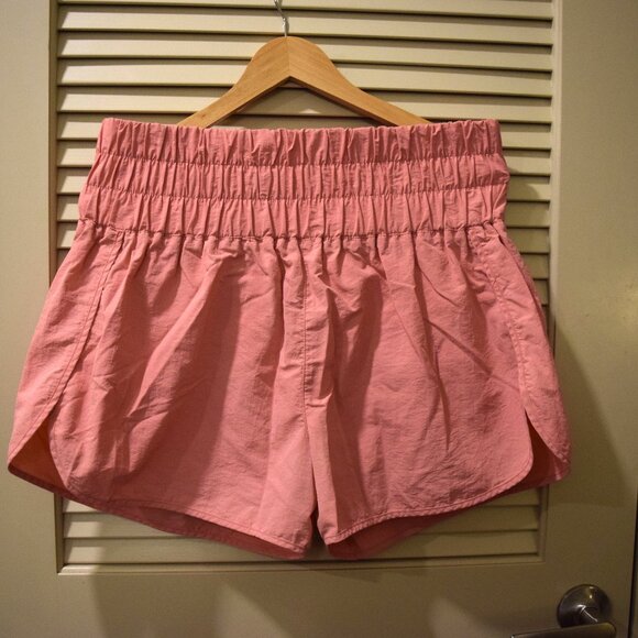 Zenana Pink Windbreaker Smocked Waistband Shorts – Size XL - Picture 1 of 9